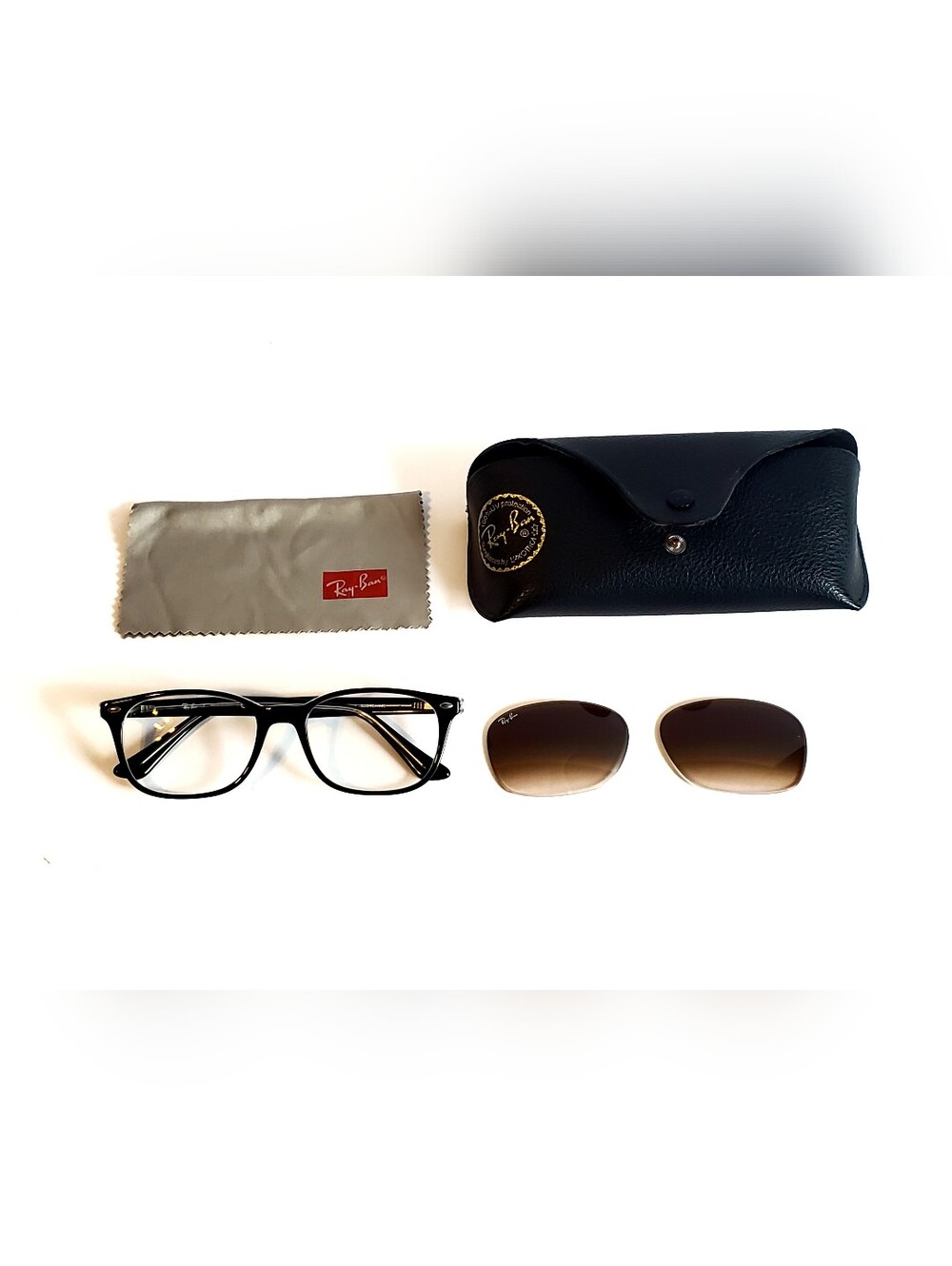 Unisex Ray-Ban Eyewear Glasses, Case, Clothing, Frame & Brown Glass Lens.